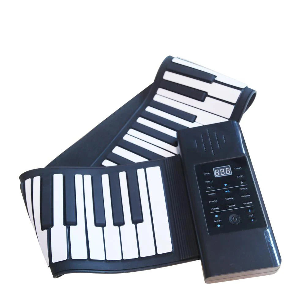 PD61 Portable Electronic Piano Foldable 61 Keys Flexible Soft Electric Digital Roll up Piano Music Keyboard for Kids