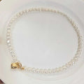 Love OT Women's 7-8MM Natural Baroque Freshwater Pearl Necklace Elegant Buckle Neckchain for Spring/Summer Jewelry
