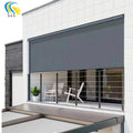 Modern Blackout Motorized Outdoor Roller Blind Waterproof Fabric French Window with Aluminum Alloy Electric Format Black Color