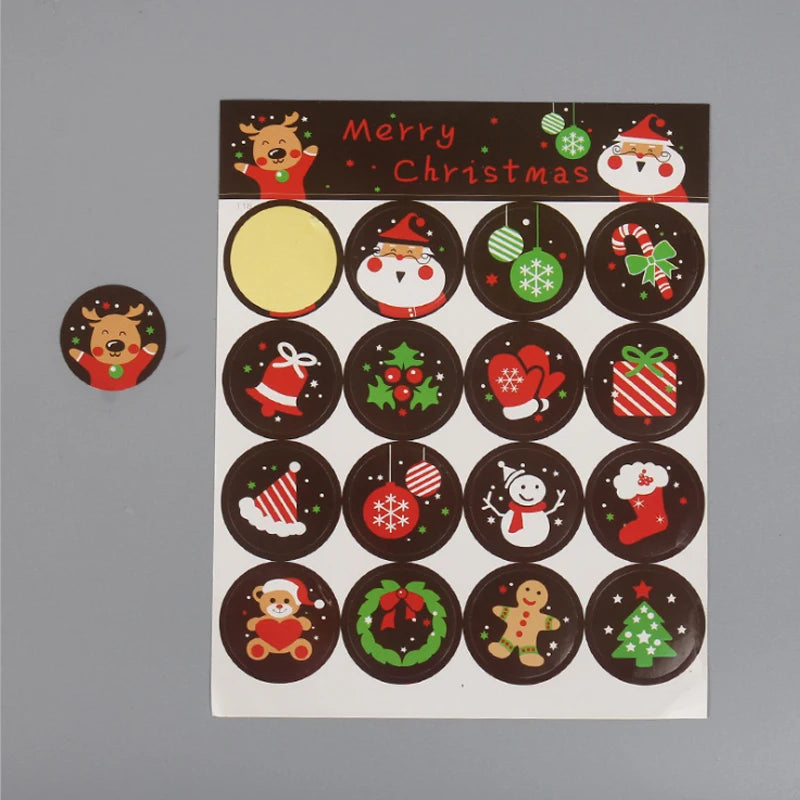 160pcs per Pack Christmas Old Man Adhesive Sticker round Sealing for Handmade Products & Craft for Candle Packaging Label