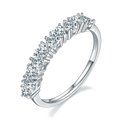 Wish Jewelry New Design 925 Sterling Silver Heart Cut Moissanite Stack Eternity Ring Engagement Wedding Band Jewelry for Women