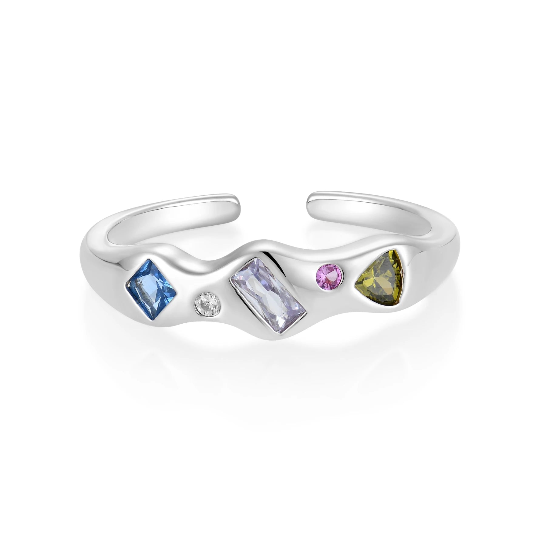 QX Custom Oem INS Open Size Women Girls 925 Sterling Silver 8A Zircon Fine Jewelry Fingers Gemstone Rings
