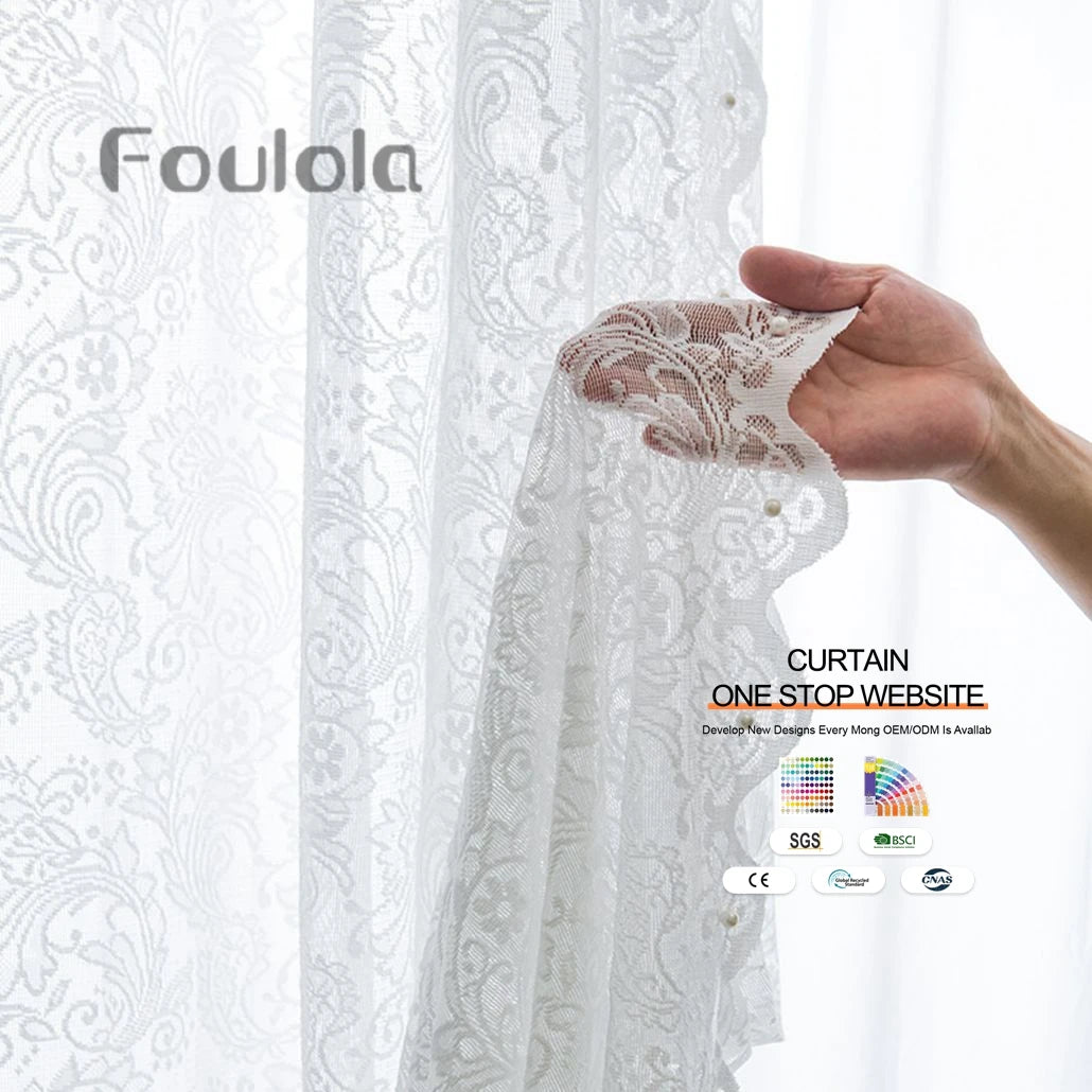 Factory Supply Luxury European Style Design Knitted Sheer Curtains for Living Room