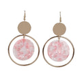 Vintage Style Luxury round Hollow Charm Earrings for Women Elegant Pink Gold Alloy Drop Fashion Jewelry