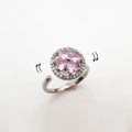 Spinner CZ Pink Diamond Fidget Ring Jewelry 925 Silver Personalized Adjustable Rotatable Women Anti Anxiety Ring