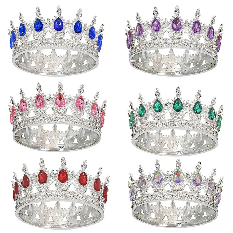 12cm Baroque Round Metal Rhinestone Crown New Cake Decorations & Bouquet Accessories Party Supplies for New Year Graduation