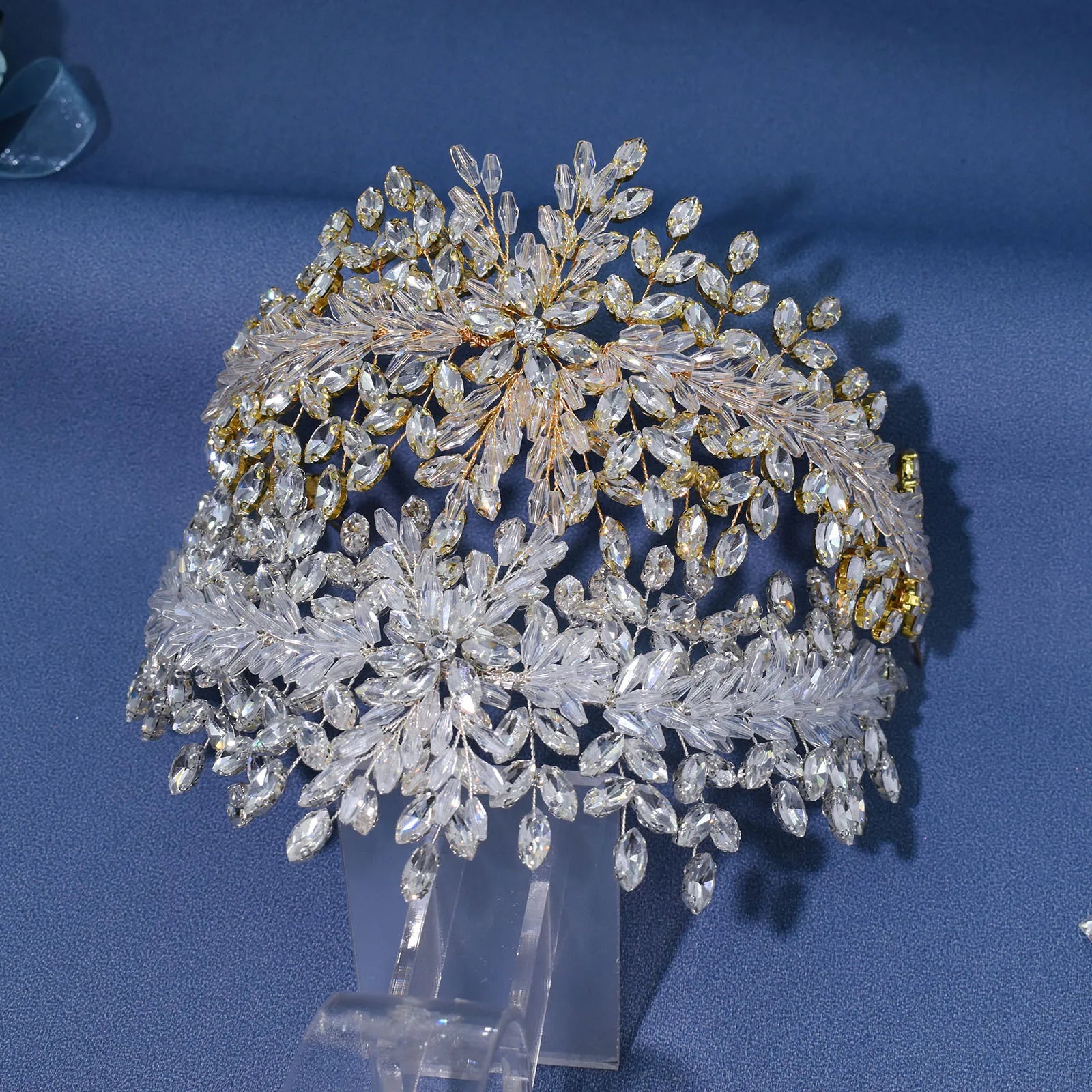 Luxury Handmade Bridal Headdress Tiaras Crystal Rhinestones Bride Wedding Hair Accessories