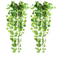 2 Pcs 35\" Home Decor Artificial Green Ivy Vine Potato Leaves Garland Plants Plastic Fake Foliage Vine Green Home Decor Vine