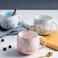 Wholesale Custom Printed Grey Pink Marble Mr & Mrs Ceramic Coffee Mug Gift Set