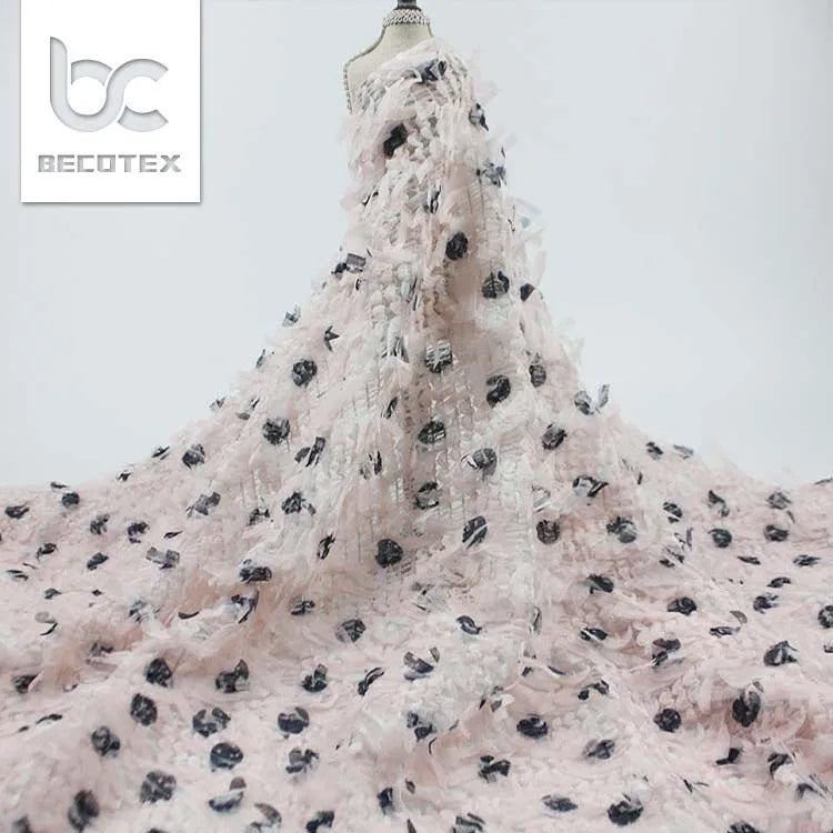 Custom Design swiss Tulle Embroidery Printed Lace Fabric for Wedding Dress