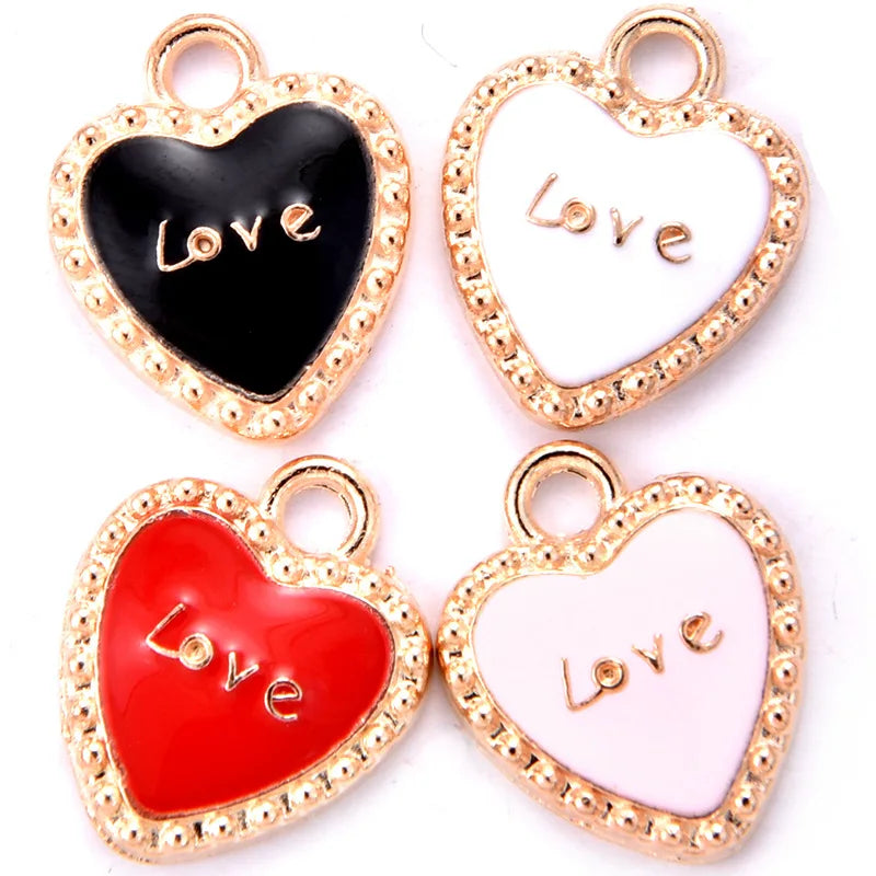 YuenZ 4 Colors love Heart Charm Jewelry Accessories DIY Handmade Accessories Rubber Band Earrings Pendants 16X13mm W203