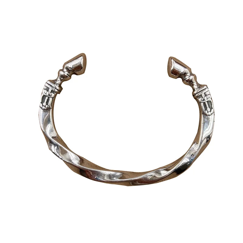 2024 Hot Selling Wholesale Vintage Titanium Steel War Horse Horseshoe Bracelet Domineering Twisted Horseshoe Open Bracelet