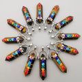 DIY Hottest sale customized Hexagonal column Gemstone Reiki Dowsing Healing Stone Necklace Pendulums carving craft healing crystals