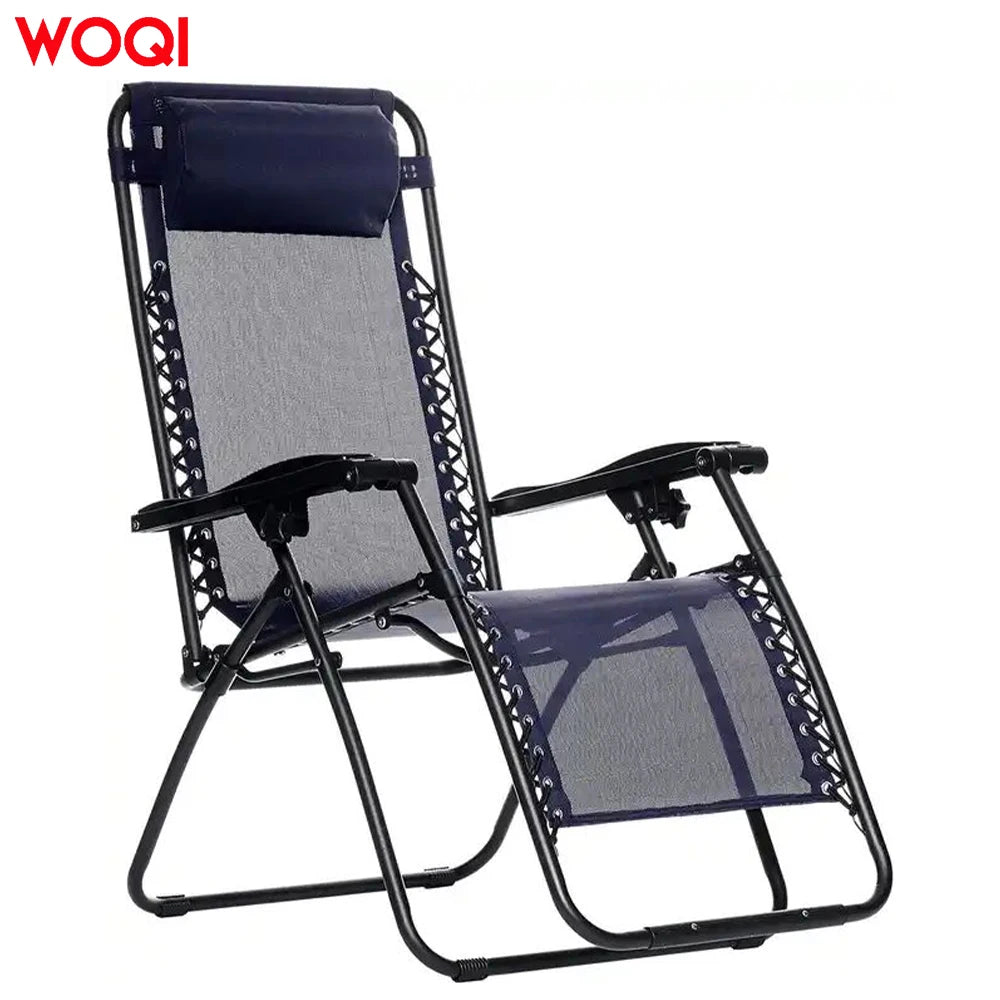 WOQI Reclining Lounge Chair Adjustable Zero Gravity Folding Beach Chair Zero Gravity Yard Outdoor Chair