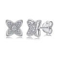 OAHLAN Double Layer Four Leaf Clover 925 Sterling Silver Stud Earrings Women Fine Jewelry Earrings