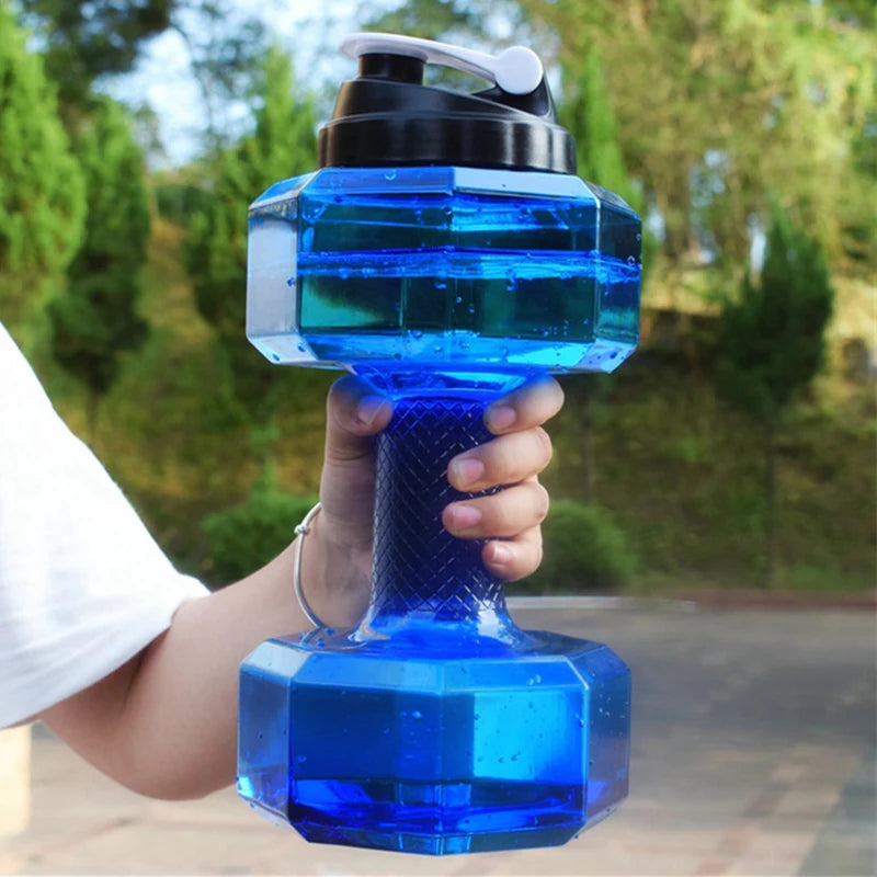 Customized New 2.2L Large Capacity Bpa Free Eco Friendly Plastic Dumbbell Shape CLASSIC Sport Shaker Water Bottle With Handle