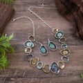 Cross Border New Color Oil Hollowed Out Flower Earring Necklace Set for Women Fashionable and High-end Flower Necklace