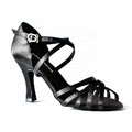 New Arrival Black Satin Latin Salsa Ballroom Dance Shoes for Women with 7cm Heel Elegant Dancing Sport Shoes