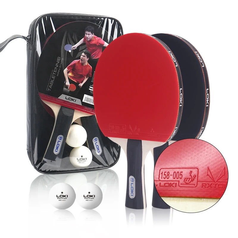 LOKI Brands Professional Table Tennis Racket Set Custom Long Handle Good Wood Tennis Table Racket
