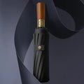 Custom Durable Using Windproof Extra Large Folded Umbrella Business Men Windproof Automatic Wooden Handle Folding Umbrella