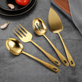 Daoqi Modern Luxury Gold Eco-Friendly 4-Piece Stainless Steel Serving Fork and Spoon Set for Buffet Dining