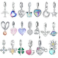 Charm Beaded Bracelet Pendant S925 Sterling Silver Lucky Grass DIY Jewelry Angel Airplane Beaded Women's Jewelry Wholesale