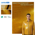 Factory Stock Crocodile Textured/Alligator Pattern PU Leather Polyester Backing Leather Fabric for Clothing Garments Material