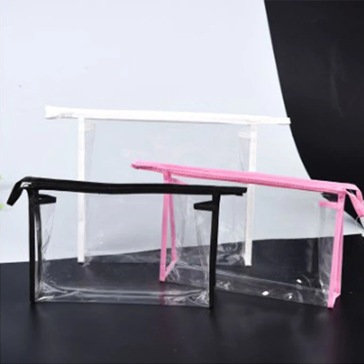 Custom Logo Transparent Waterproof Eco-Friendly Clear PVC Makeup Bag Ziplock Cosmetic Bag for Women