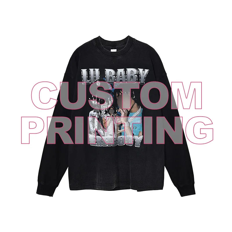 Explosive Models New Long T-shirts Cotton for Men Custom Graphic Men's Hip Hop T Shirt