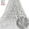 Women Dresses Fabric White Embroidery Voile Polyester Material With Sequin Lace Fabric