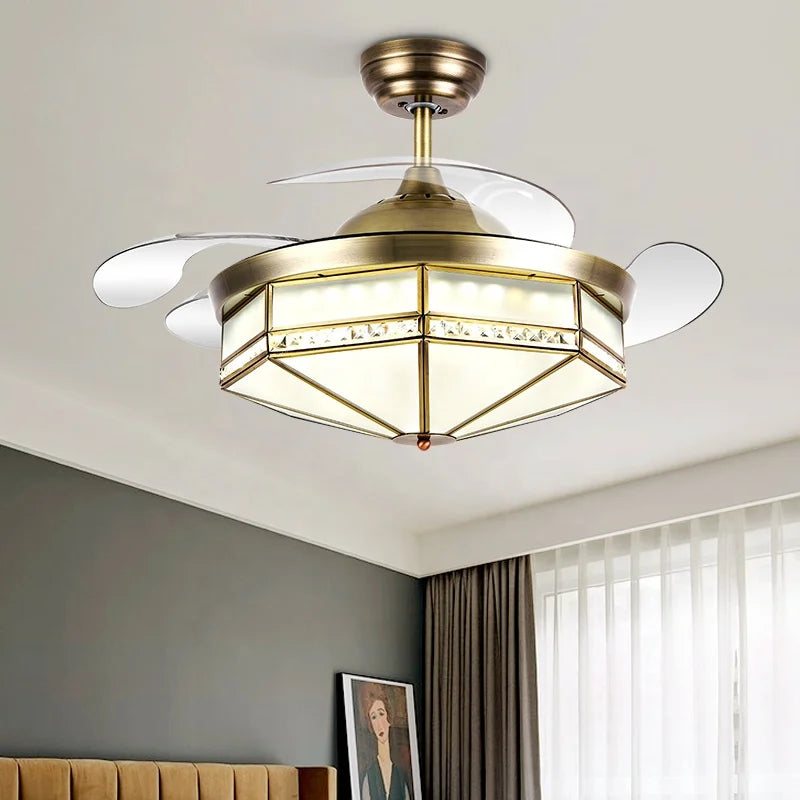 Y161 European Style Remote Control 42 Inch Bladeless Ceiling Fan with LED Light APP/Voice Control 220V