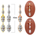 Gaby Top Mount Marquise Dangle Belly Button Ring Stainless Steel with Gold Plating Fashion Jewelry Piercing with Zircon Drop