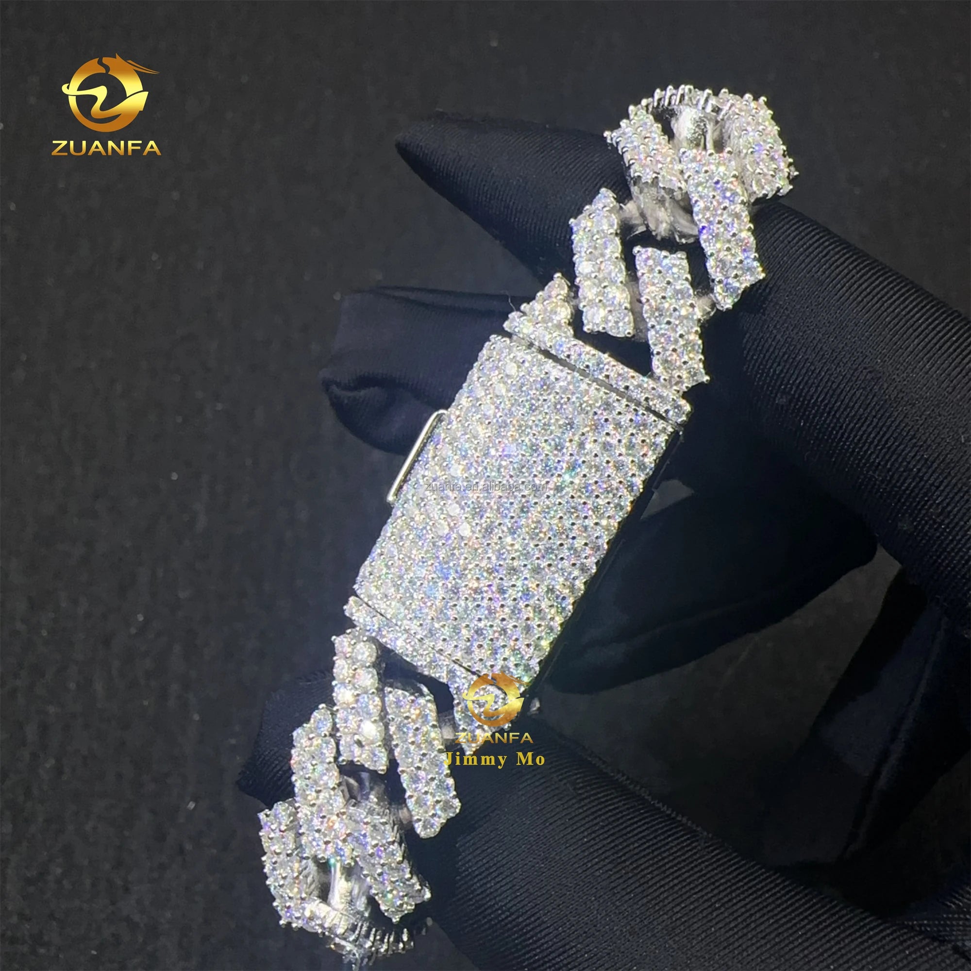 15mm Rapper Jewelry Pass Diamond Tester Iced Out Hip Hop S925 Moissanite Diamond Man Jewelry Miami Cuban Link Bracelet