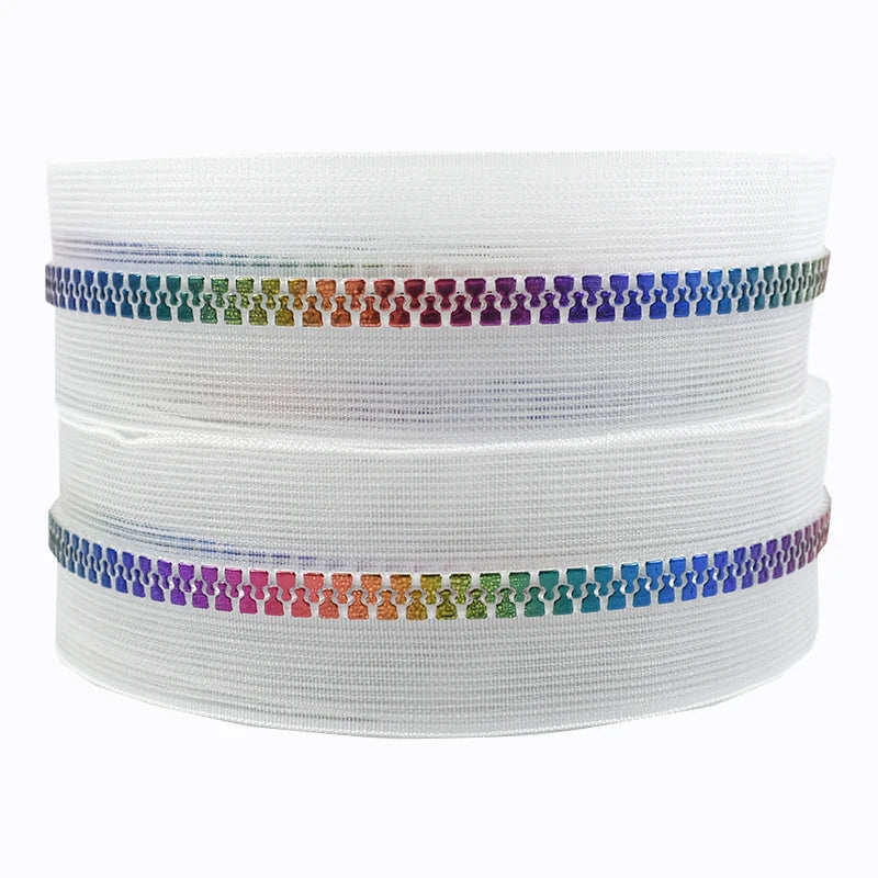 Deepeel ZT863 5# DIY Transparent Open-End Resin Zipper Pull Rainbow Teeth Decorative Clothing Jacket Zipper Tape Accessories
