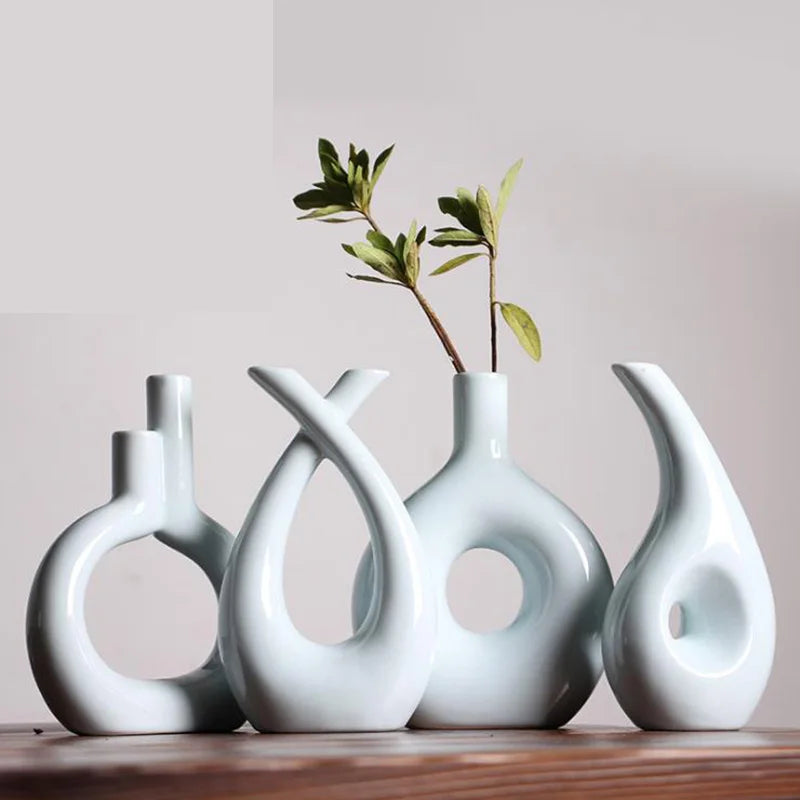 Solhui Ceramic Irregular Flower Vase Plant Handmade Art Porcelain Vases Decoration for Home