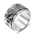 Thai Silver Plated Ring Vintage Domineering Wide Face Auspicious Dragon Men's Ring Tide Rotating Turn Closed Index Finger Ring