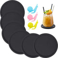 Hot-selling Product Food Grade Silicone Rubber Coaster Mat Set Round Coffee Cup Mat Set Black Tabletop for Home Kitchen
