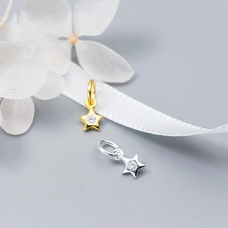 Wholesale 925 Sterling Silver Star Pendant Charm for Jewelry Necklace Making Gold Plated