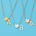 Simple Pvd 18k Gold Plated Stainless Steel 26 Initial Letter with Heart Charm Necklaces for Women Gifts