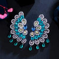 Multiple Water Drop Cubic Zircon Large Statement Luxury Wedding Party Earrings for Women Black Gun Plated Vintage Ethnic Jewelry