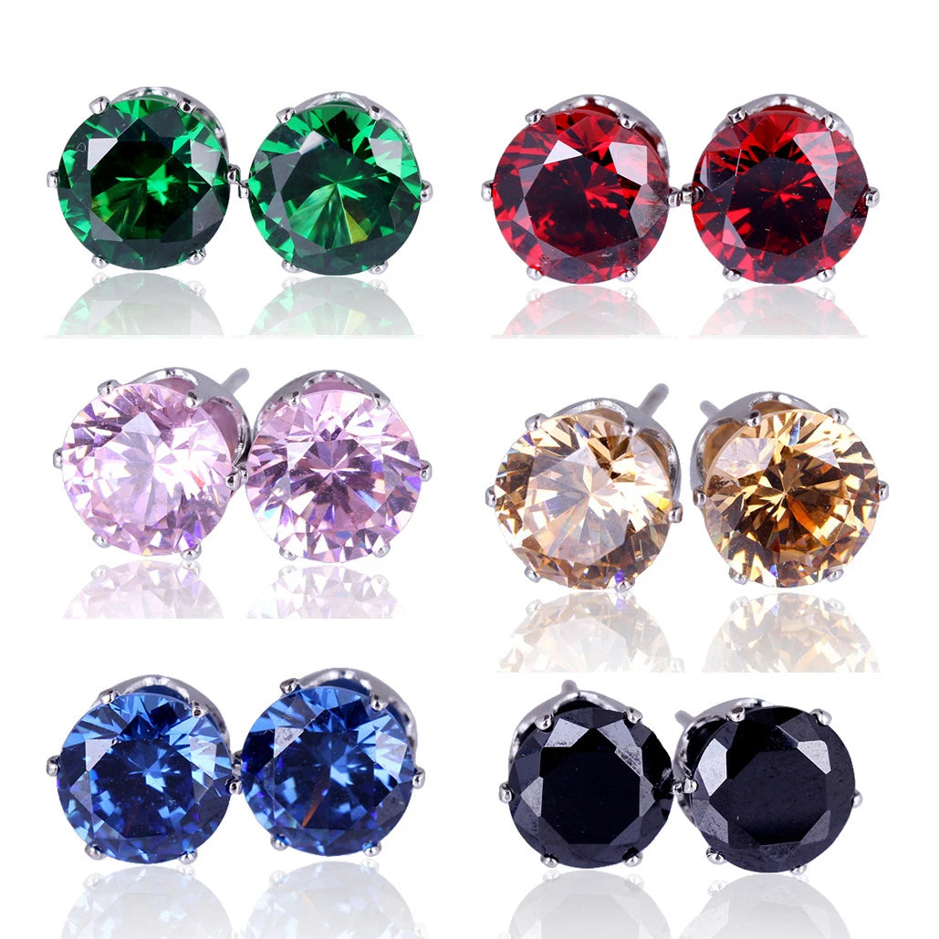 Hypoallergenic Cubic Zirconia Earring Studs Stainless Steel Crystal Earrings and Jewelry