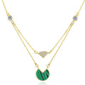 Fine Jewelry Green Gemstones Necklace 925 Sterling Silver 18k Gold Layered Malachite Pendant Necklace