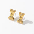 Korean Cute Stainless Steel Crystal Classic Bow Shape Design Inlaid Zircon Earrings for Women Girl