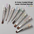 YOKEFELLOW Nail Art Tool Set 8pcs Densely Packed Nylon Bristles With Metal & Wood Handle Gel Polish Nail Art Brush for Extension