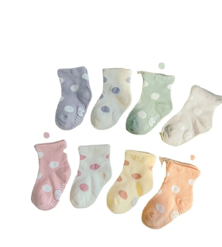 4-Pack Toddler Socks Spotted Anti-slip Mesh Boys and Girls Cotton Socks