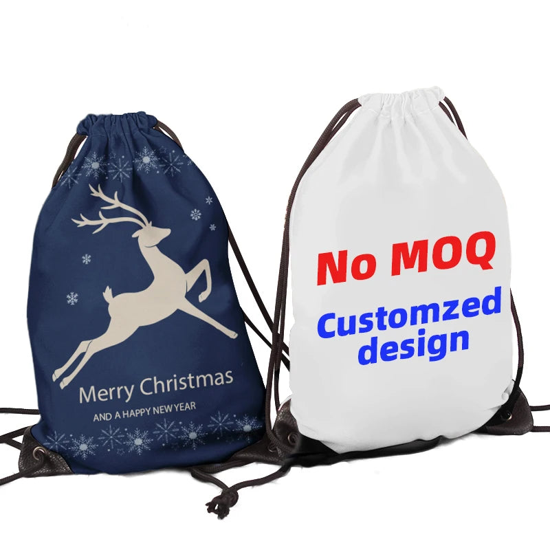 Wholesale Popular Canvas Gifts Bag Drawstring Christmas Bags Anime Backpack With Printed Logo