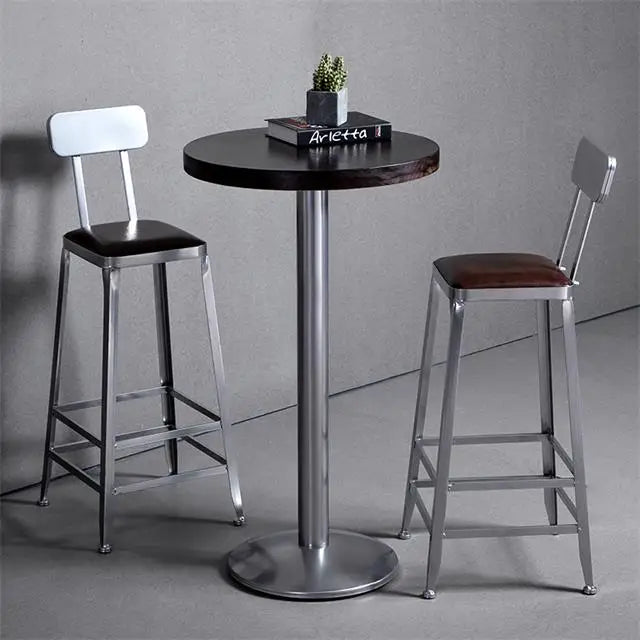 Modern Nordic Industrial Style round Vintage Coffee Table with Iron Design Bar Chair Combination Factory Direct Bar Furniture
