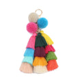 Handmade Colorful  Pom Pom  Keychain Bag Charms Gradient Colors Key Holder Boho Jewelry Gift for Women