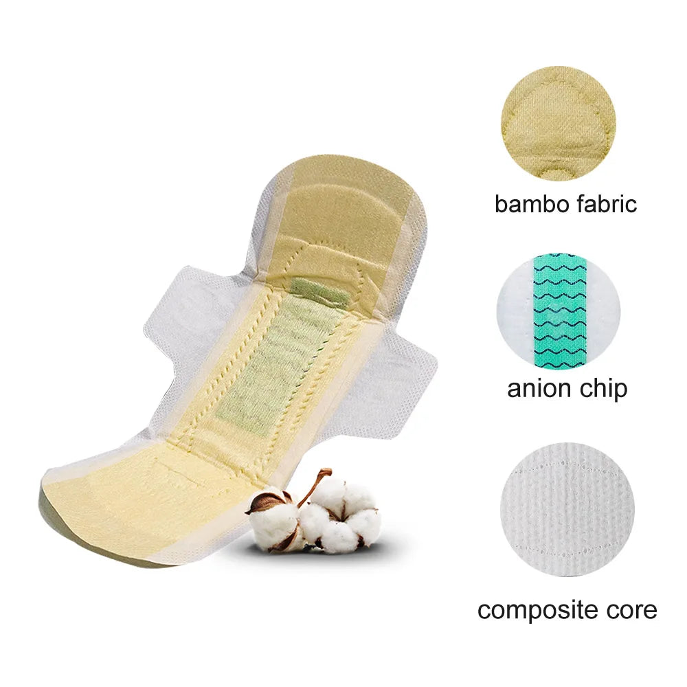 Custom Disposable Bamboo Cotton Super Absorbent Lady Sanitary Napkins