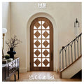 Australian Traditional Elegant Main House Design Entry Door Solid Wood Lattice Arched Glass Insert Swing for Exterior Main